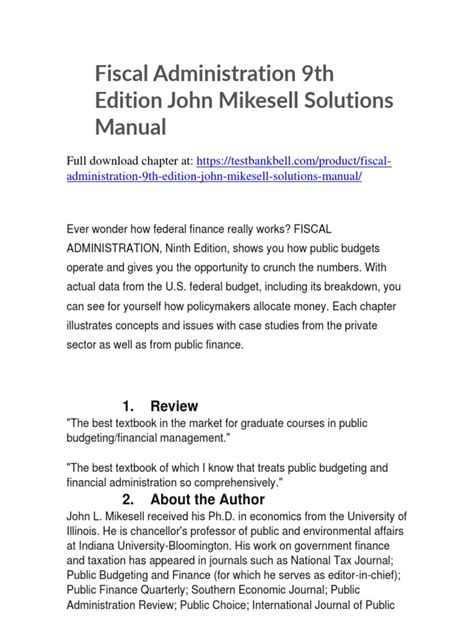 fiscal administration mikesell exercise answers PDF